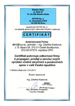 Certifikace All CB s_r_o Astar