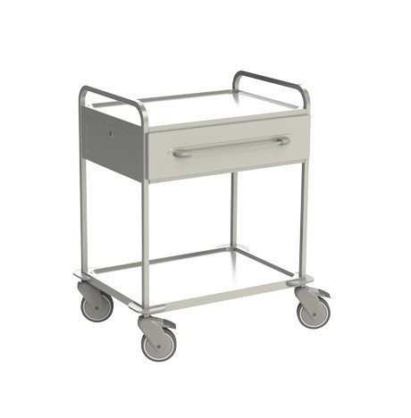Nerezový lékařský instrumentační pojízdný vozík V bez zámku